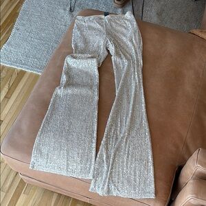 Silver Sequin Flare Pants